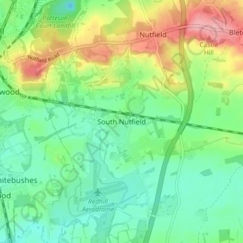 Mapa topográfico South Nutfield, altitude, relevo