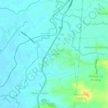 Mapa topográfico Anyatam, altitude, relevo