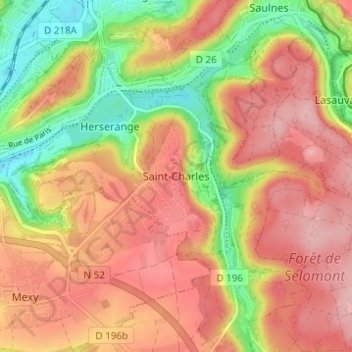 Mapa topográfico Saint-Charles, altitude, relevo