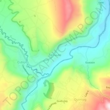 Mapa topográfico Tamaute, altitude, relevo