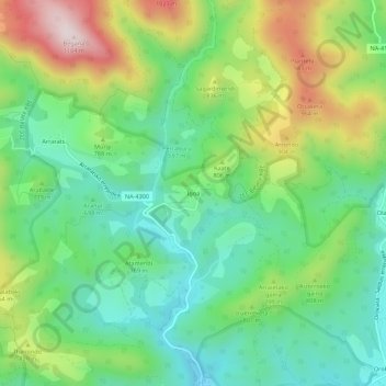 Mapa topográfico Igoa, altitude, relevo