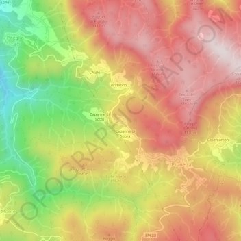 Mapa topográfico Cecafumo, altitude, relevo