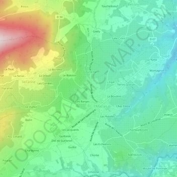Mapa topográfico Le Soleil, altitude, relevo