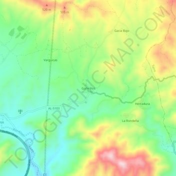 Mapa topográfico Gafarillos, altitude, relevo