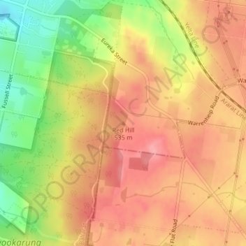 Mapa topográfico Red Hill, altitude, relevo
