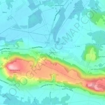 Mapa topográfico Rapillard, altitude, relevo