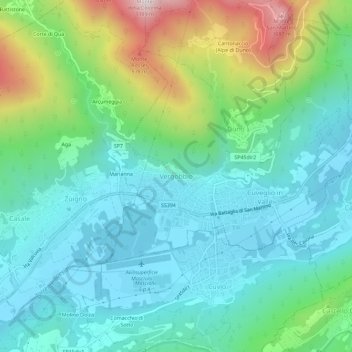 Mapa topográfico Vergobbio, altitude, relevo