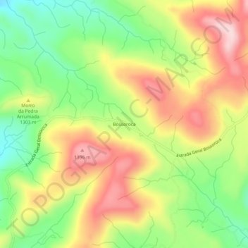 Mapa topográfico Bossoroca, altitude, relevo