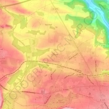 Mapa topográfico Le Macle, altitude, relevo