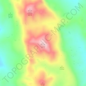 Mapa topográfico Mount Kodiapi, altitude, relevo