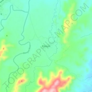 Mapa topográfico Binyayan, altitude, relevo