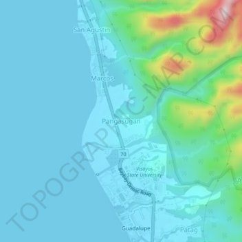 Mapa topográfico Pangasugan, altitude, relevo