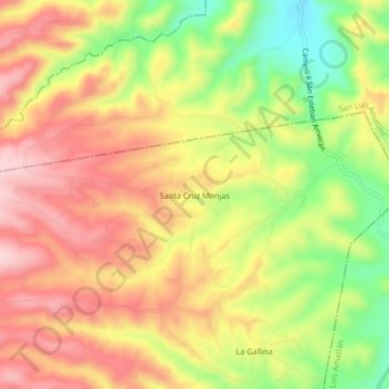 Mapa topográfico Santa Cruz Monjas, altitude, relevo