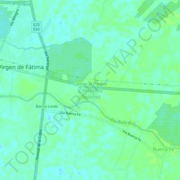 Mapa topográfico General Pedro J. Montero (Boliche), altitude, relevo