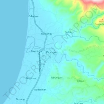 Mapa topográfico Pasuquin, altitude, relevo
