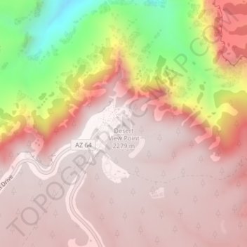 Mapa topográfico Desert View Point, altitude, relevo