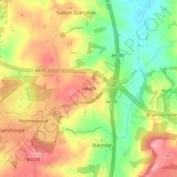 Mapa topográfico Heath, altitude, relevo