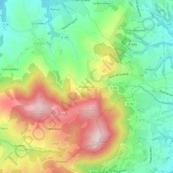Mapa topográfico Chassenoud, altitude, relevo