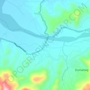 Mapa topográfico Lanao, altitude, relevo