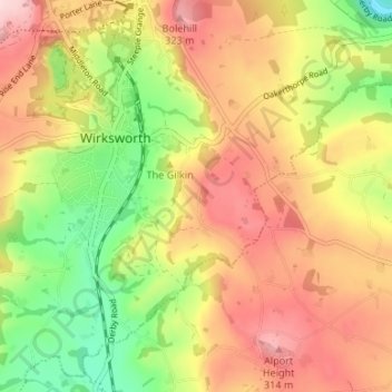 Mapa topográfico Breamfield, altitude, relevo