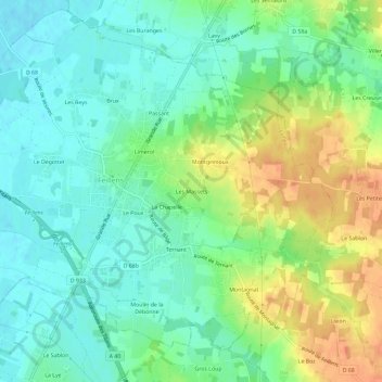 Mapa topográfico Les Massets, altitude, relevo