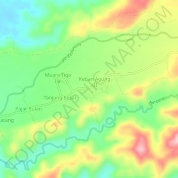 Mapa topográfico Tanjung Negara, altitude, relevo