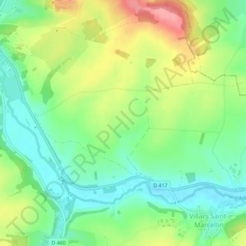 Mapa topográfico Fontaine Salée, altitude, relevo