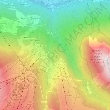 Mapa topográfico La Corbière, altitude, relevo