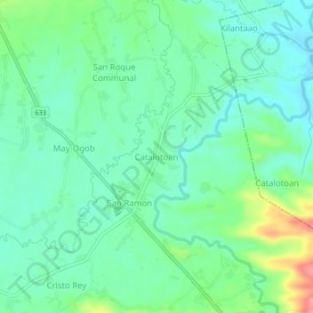 Mapa topográfico Catalotoan, altitude, relevo