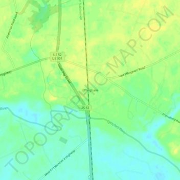 Mapa topográfico Effingham, altitude, relevo