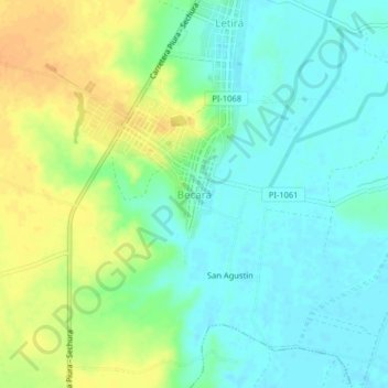 Mapa topográfico Becará, altitude, relevo