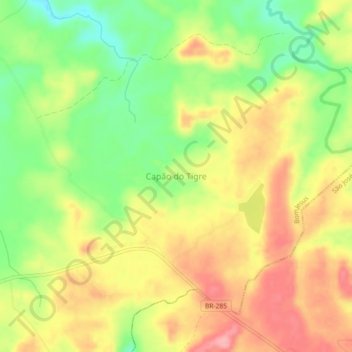 Mapa topográfico Capão do Tigre, altitude, relevo
