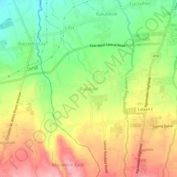 Mapa topográfico Balubad, altitude, relevo