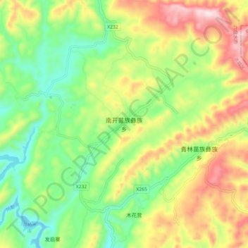 Mapa topográfico 南开苗族彝族乡, altitude, relevo