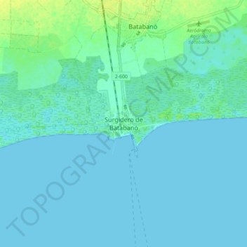 Mapa topográfico Surgidero de Batabanó, altitude, relevo