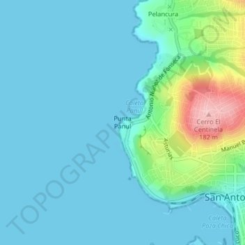 Mapa topográfico Punta Panul, altitude, relevo