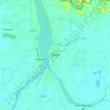 Mapa topográfico Durgapur, altitude, relevo