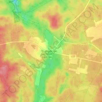 Mapa topográfico Wędrzyn, altitude, relevo