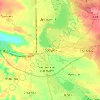 Mapa topográfico Horodok, altitude, relevo