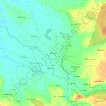 Mapa topográfico A Silvosa, altitude, relevo