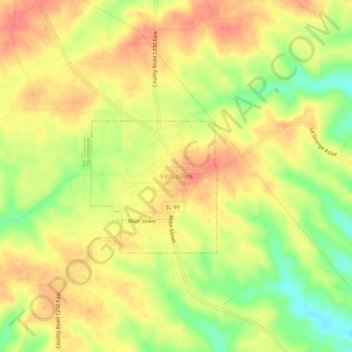 Mapa topográfico Versailles, altitude, relevo