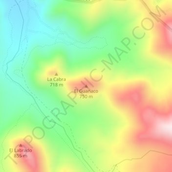 Mapa topográfico El Guanaco, altitude, relevo