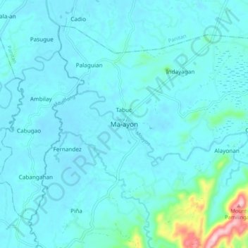 Mapa topográfico Ma-ayon, altitude, relevo
