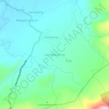 Mapa topográfico Lamteubadroe, altitude, relevo