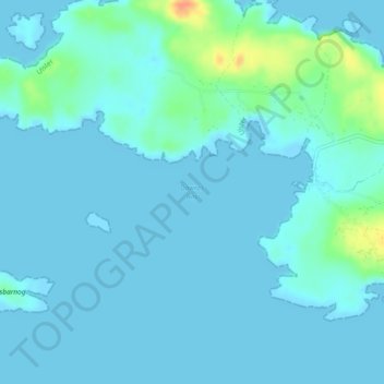 Mapa topográfico Dawros Bay, altitude, relevo