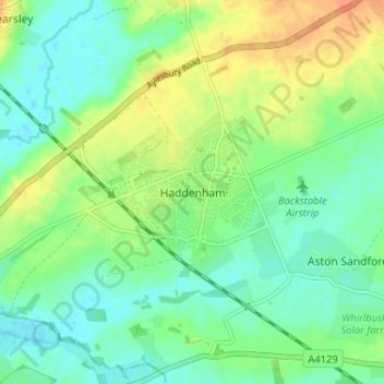 Mapa topográfico Haddenham, altitude, relevo