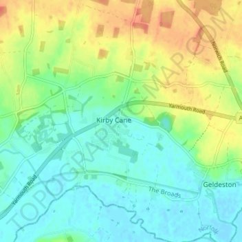 Mapa topográfico Kirby Row, altitude, relevo