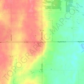 Mapa topográfico Huntsburg, altitude, relevo