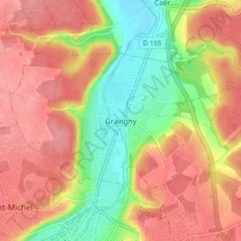 Mapa topográfico Gravigny, altitude, relevo