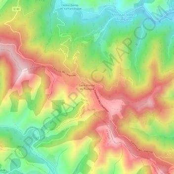 Mapa topográfico Saint-Roman de Tousque, altitude, relevo